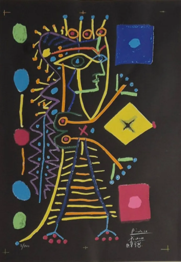 Lithographie Picasso - Jacqueline (La Dame aux Des)