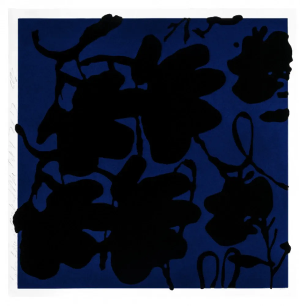 Sérigraphie Sultan - Lantern flowers (Black & blue)