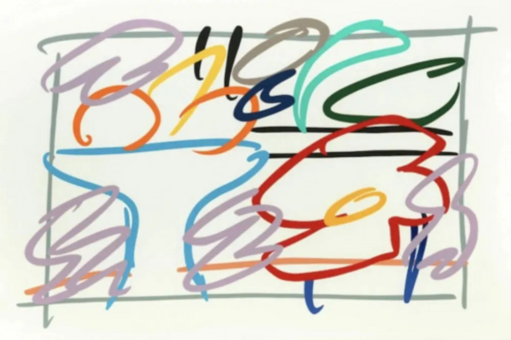 Sérigraphie Wesselmann - Fast sketch of Still life with abstract painting
