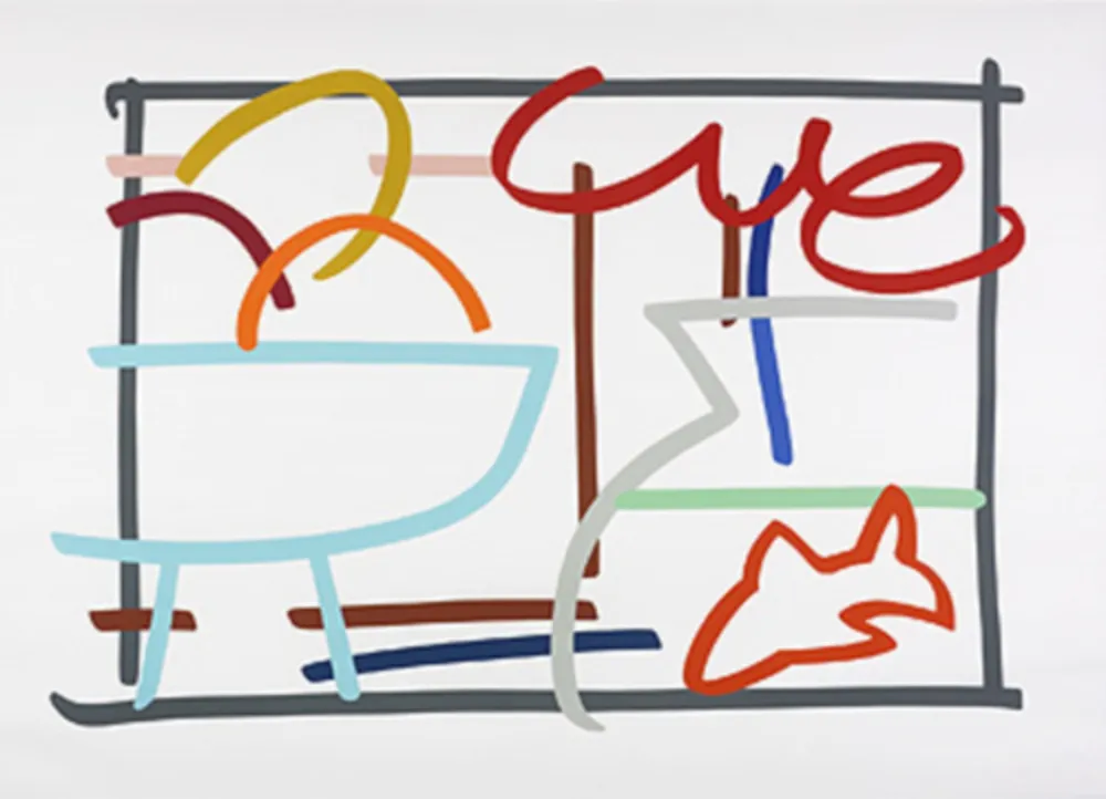 Sérigraphie Wesselmann - Fast sketch Still life with fruit & goldfish
