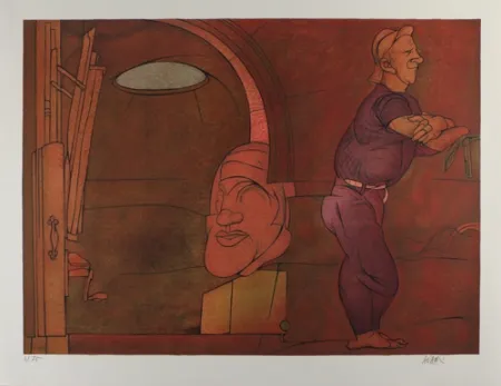 Lithographie Adami - Naissance de la penture