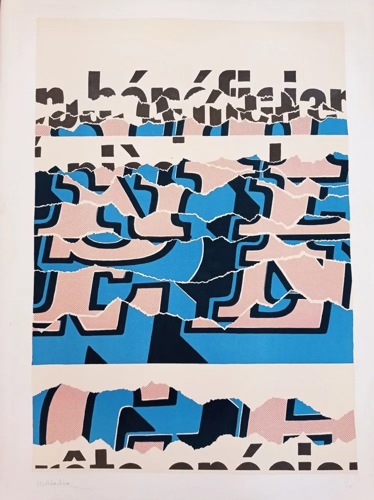 Lithographie Aeschbacher - Arthur Aeschbacher - Composition, cca 1970, Lithograph on Arches paper, handsigned!