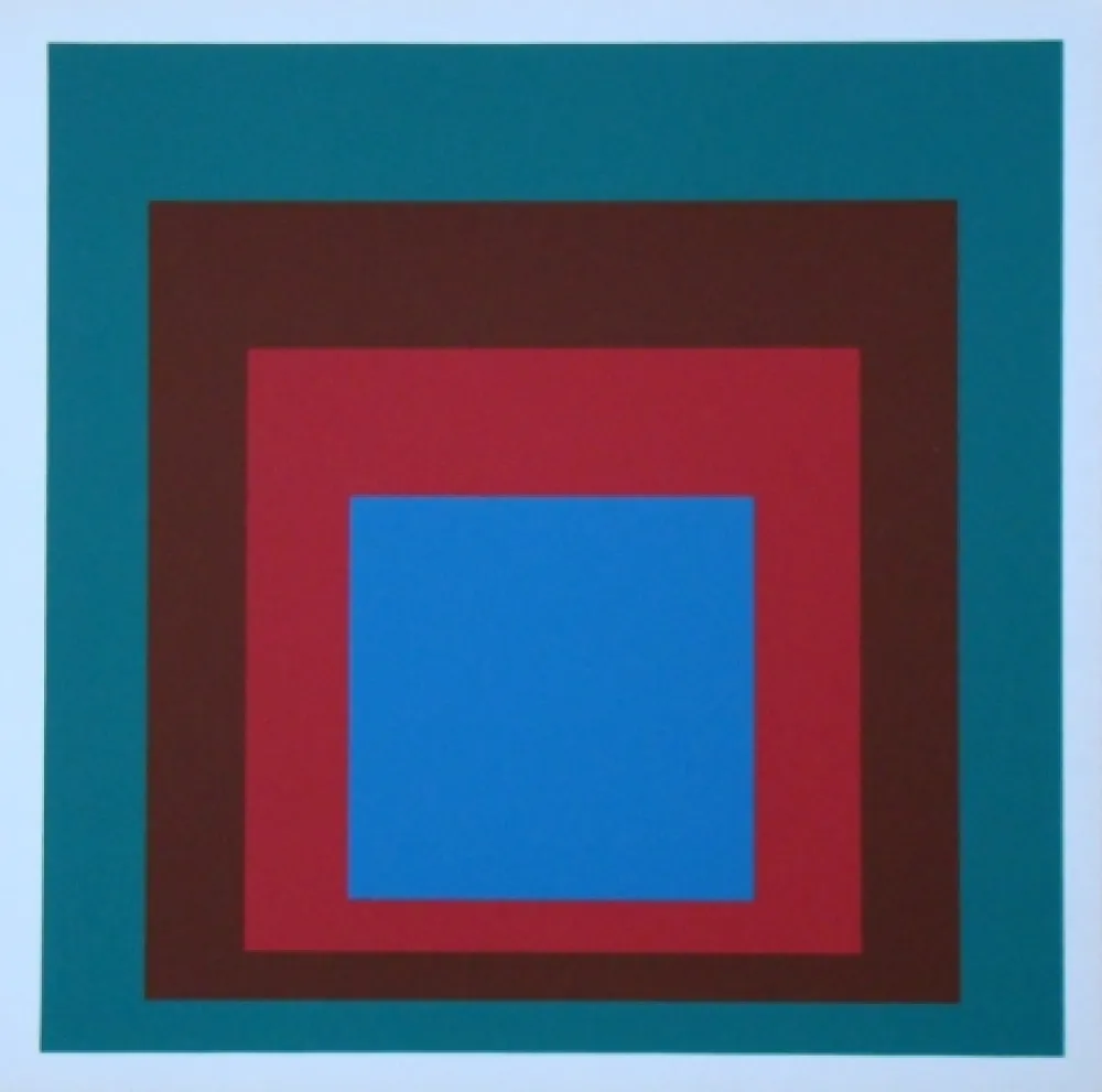 Sérigraphie Albers - Homage to the Square - Protected Blue, 1957