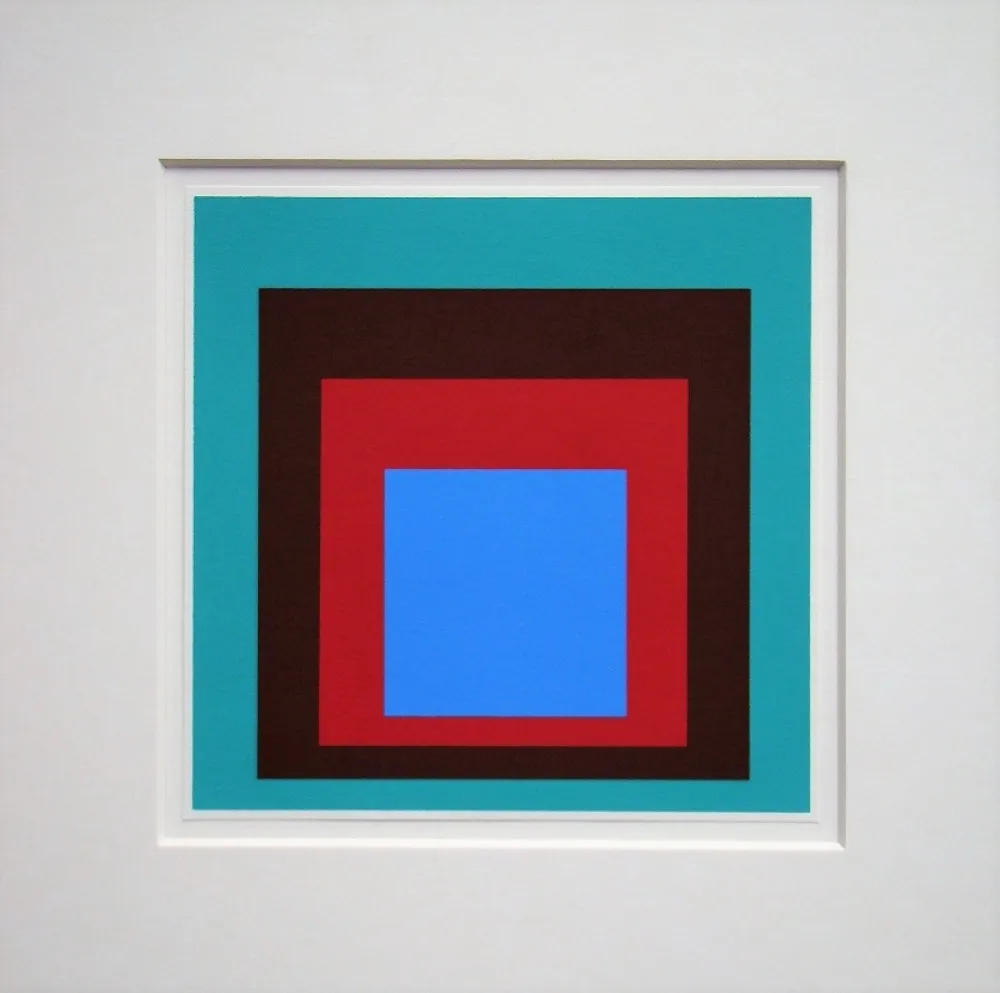 Sérigraphie Albers - Homage to the Square - Protected Blue,1957