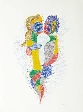 Sérigraphie Alberti - Amor de día, Amor de noche, una flor no siempre da flores III