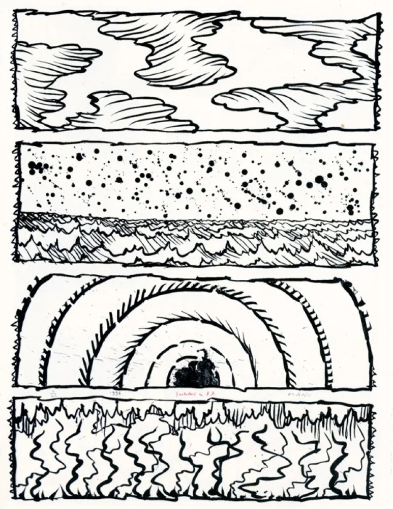 Lithographie Alechinsky - Bachelard en bandes dessinées