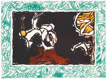 Lithographie Alechinsky - Bonnet blanc 
