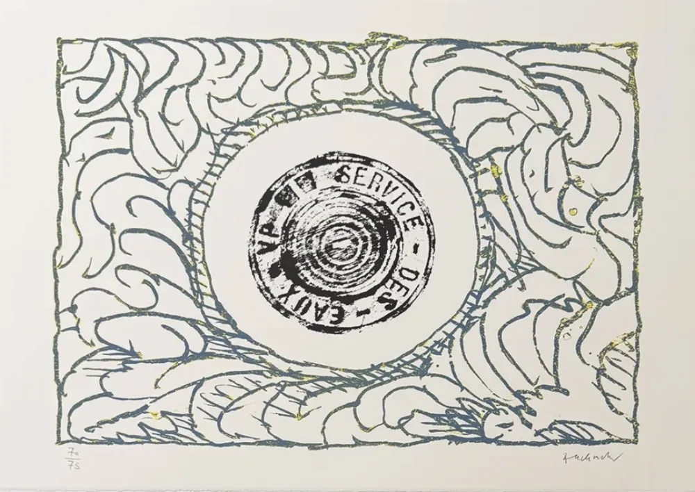Lithographie Alechinsky - Bouche d'eau