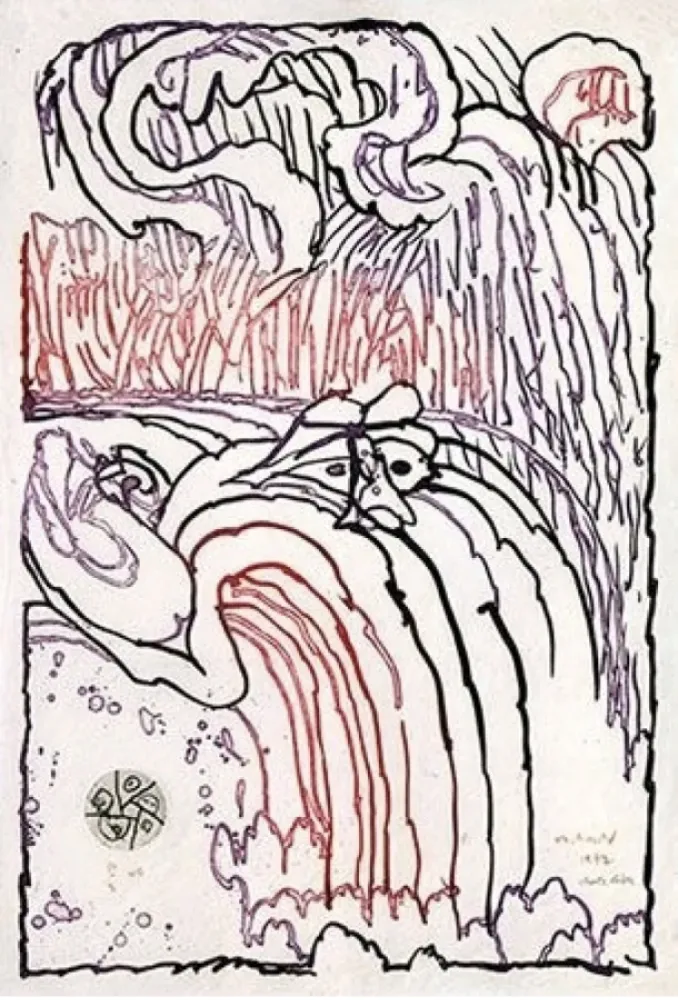 Gravure Alechinsky - Chute libre