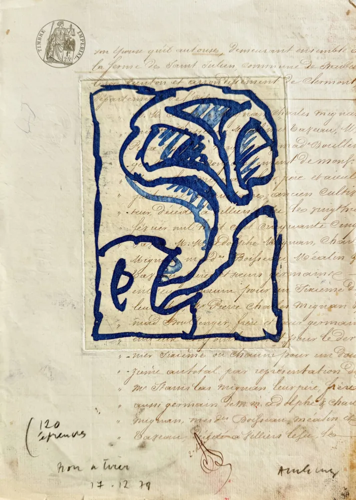 Eau-Forte Alechinsky - La vie comme elle tourne, bleu