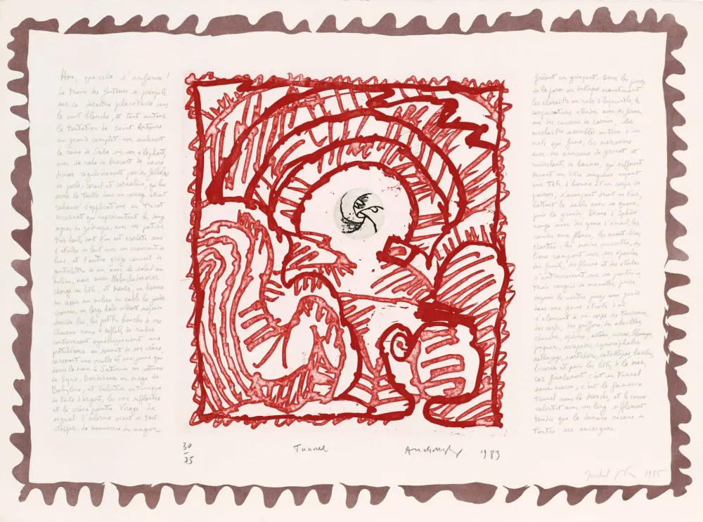 Eau-Forte Alechinsky - Le chien roi – Tunnel