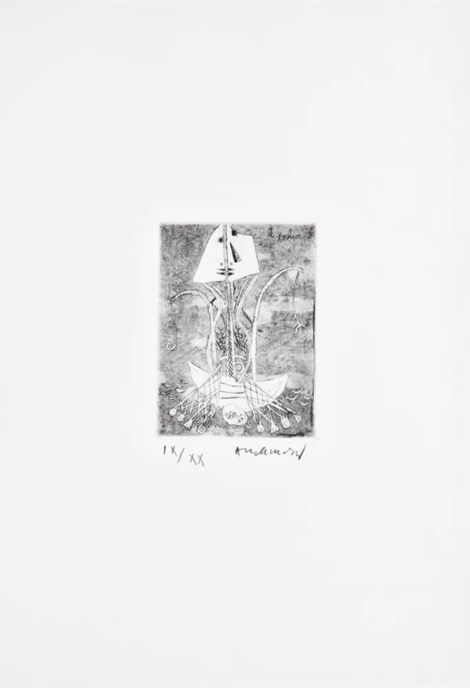 Eau-Forte Alechinsky - Les métiers 01: Le pêcheur