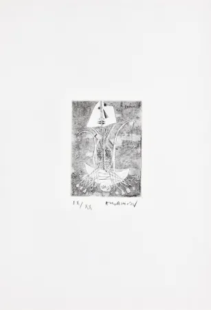 Eau-Forte Alechinsky - Les métiers 01: Le pêcheur