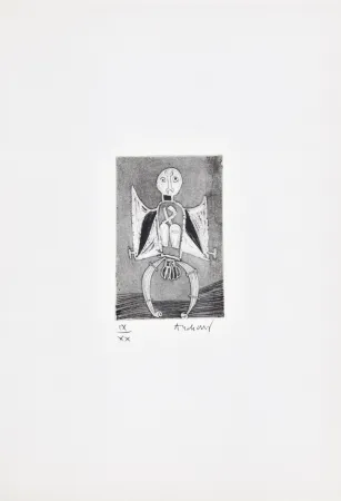 Eau-Forte Alechinsky - Les métiers 08: Le garagiste