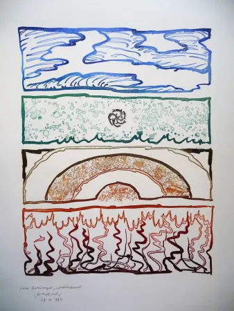 Lithographie Alechinsky - Les quatre élements 