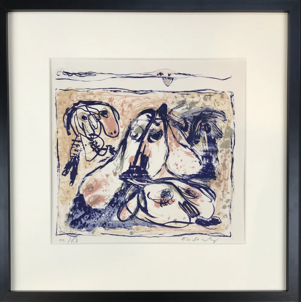 Lithographie Alechinsky - Les tireurs de langue, 1962