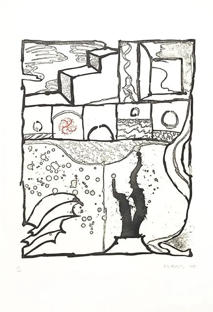 Gravure Alechinsky - Les trois marches