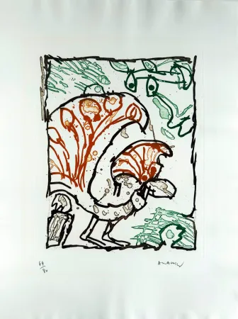 Lithographie Alechinsky - Paon