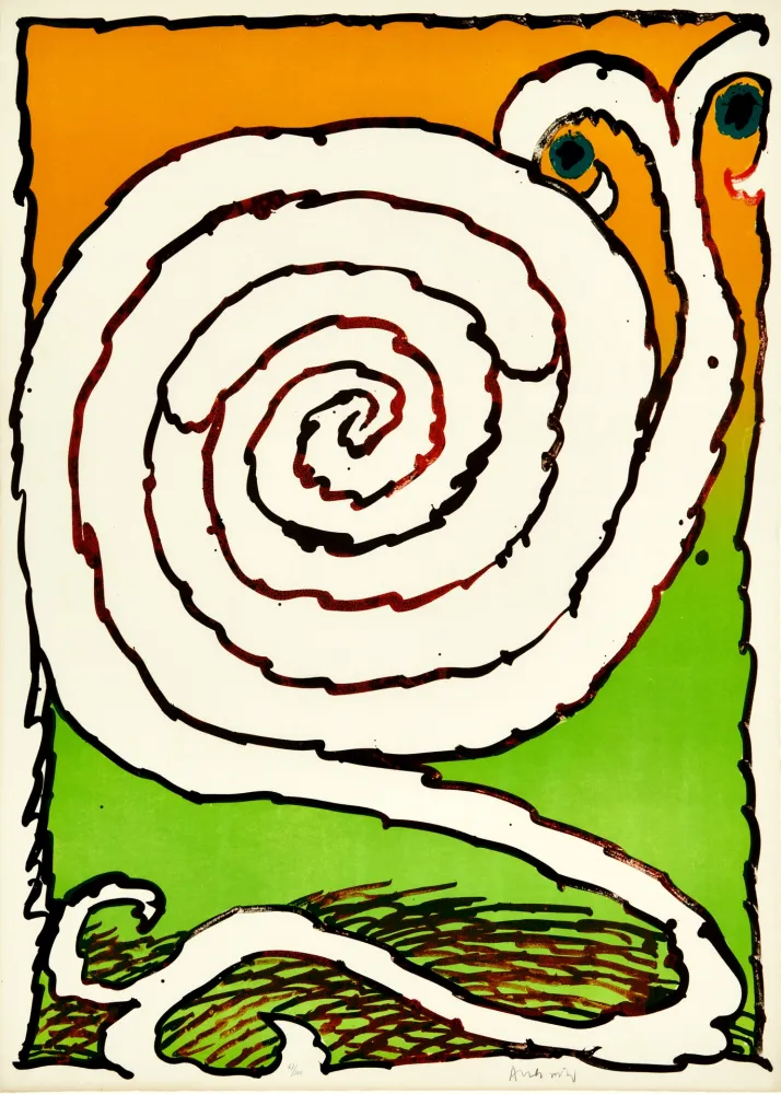 Lithographie Alechinsky - Pierre Alechinsky (1927) – Plate II from the portfolio Ceremonial Labyrinths (Labyrinthes d’apparat) – Color lithograph on Arches paper – 1972