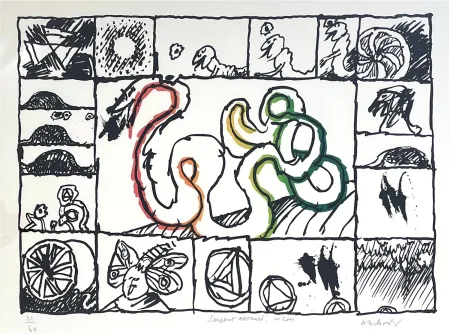 Lithographie Alechinsky - Serpent restauré