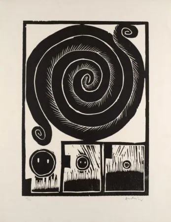 Gravure Sur Bois Alechinsky - SPIRALE 1972