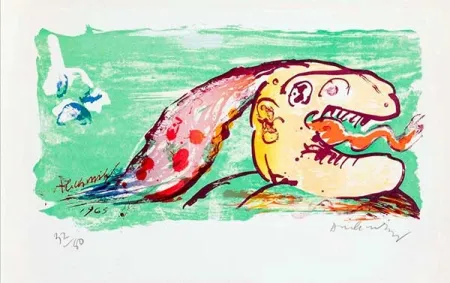 Lithographie Alechinsky - Tireur de langue