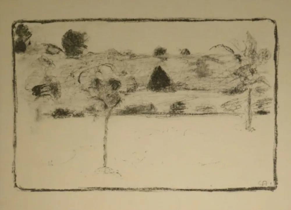 Lithographie Amiet - (Landschaft mit Bäumen)