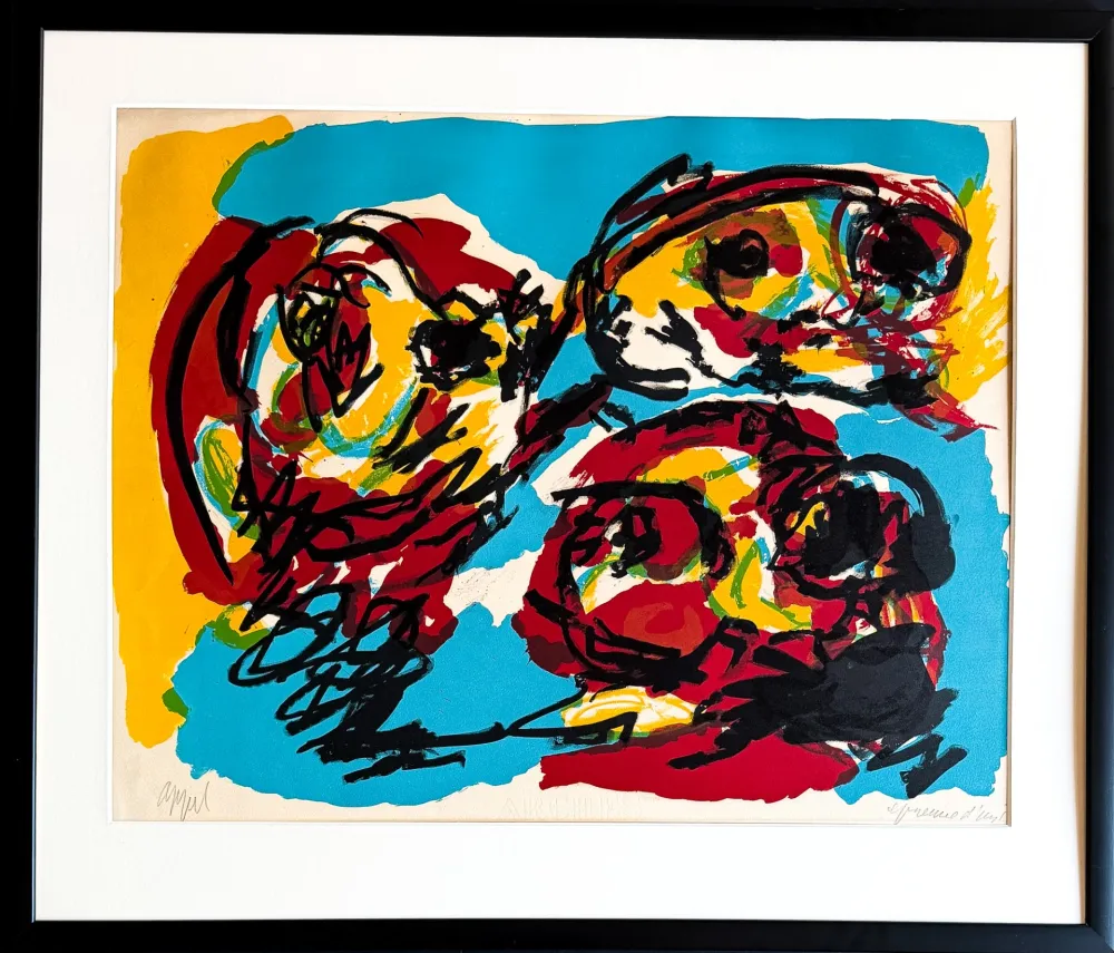 Lithographie Appel - Karel Appel (1921 - 2006) - Three Heads - Color lithograph on paper - 1966