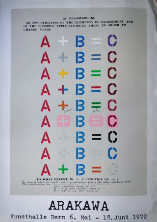 Sérigraphie Arakawa - „10 reassembling an investigation of the elements of reassembly and of the possible applications of these in order to change usage“, 1972.