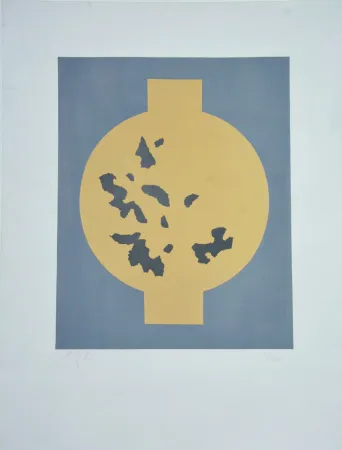 Lithographie Arp - Formes symétriques aux flocons du hasard 