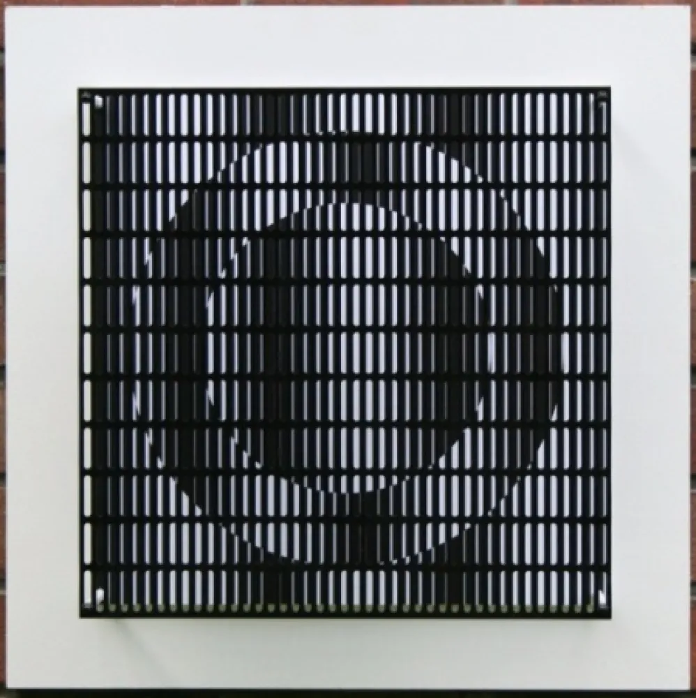 Gravure Sur Bois Asis - Vibration cercles noir et blanc