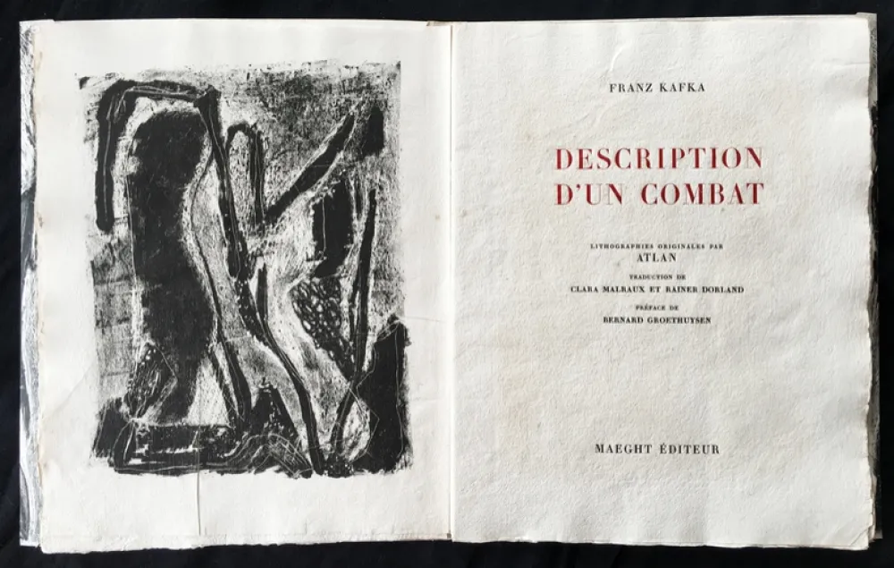 Livre Illustré Atlan - F. Kafka. DESCRIPTION D'UN COMBAT. Lithographies originales d'Atlan (1946)