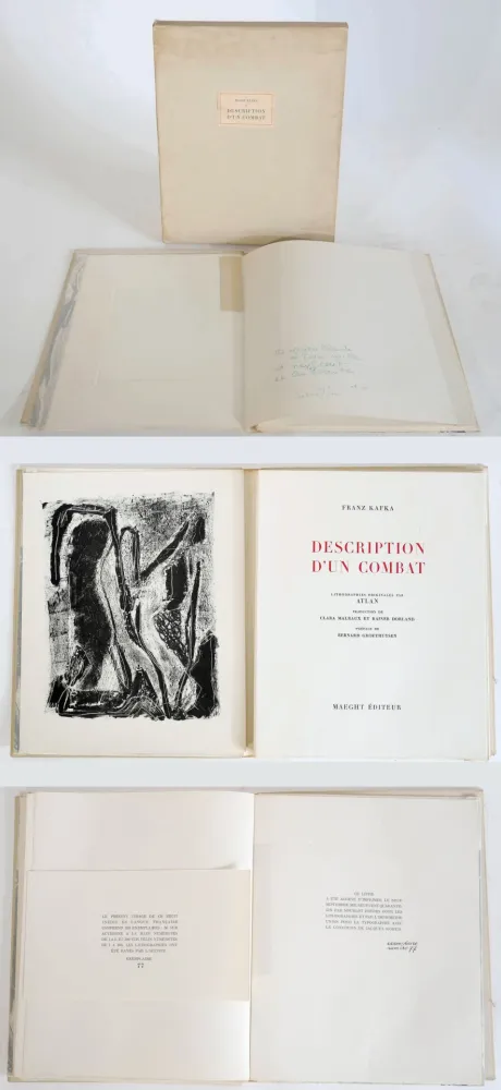 Livre Illustré Atlan - Kafka. DESCRIPTION D'UN COMBAT. 16 ithographies originales d'Atlan (1946)