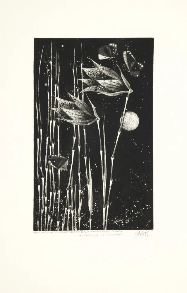 Aquatinte Avati - Les papillons de Nagasaki