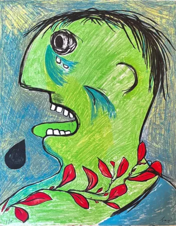 Lithographie Baj - Enrico Baj (1924–2003) – Fernandez de Moratin – Color lithograph on paper – 1965