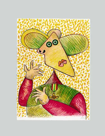 Lithographie Baj - Greta Garbo