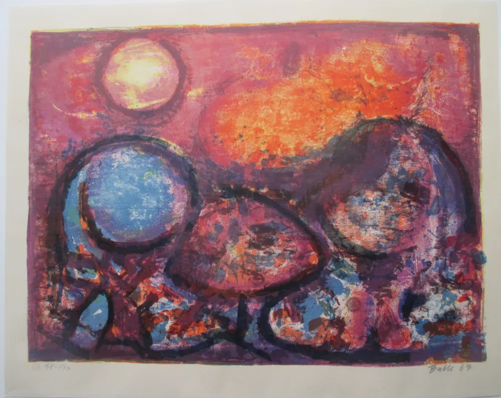 Lithographie Balle - Under rød himmel -Under the red sky