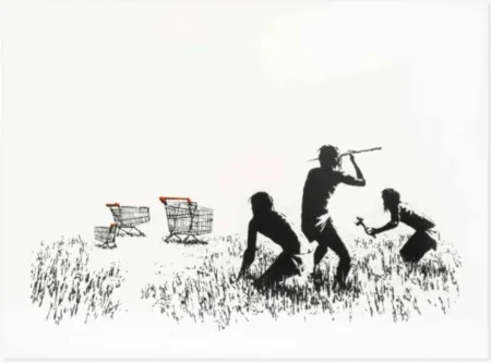 Sérigraphie Banksy - Trolleys (Black & White Unsigned)