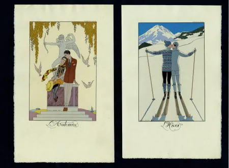 Livre Illustré Barbier - FALBALAS ET FANFRELUCHES. Almanach des modes présentes, passées et futures pour 1922, 1923, 1924, 1925 et 1926. Collection complète