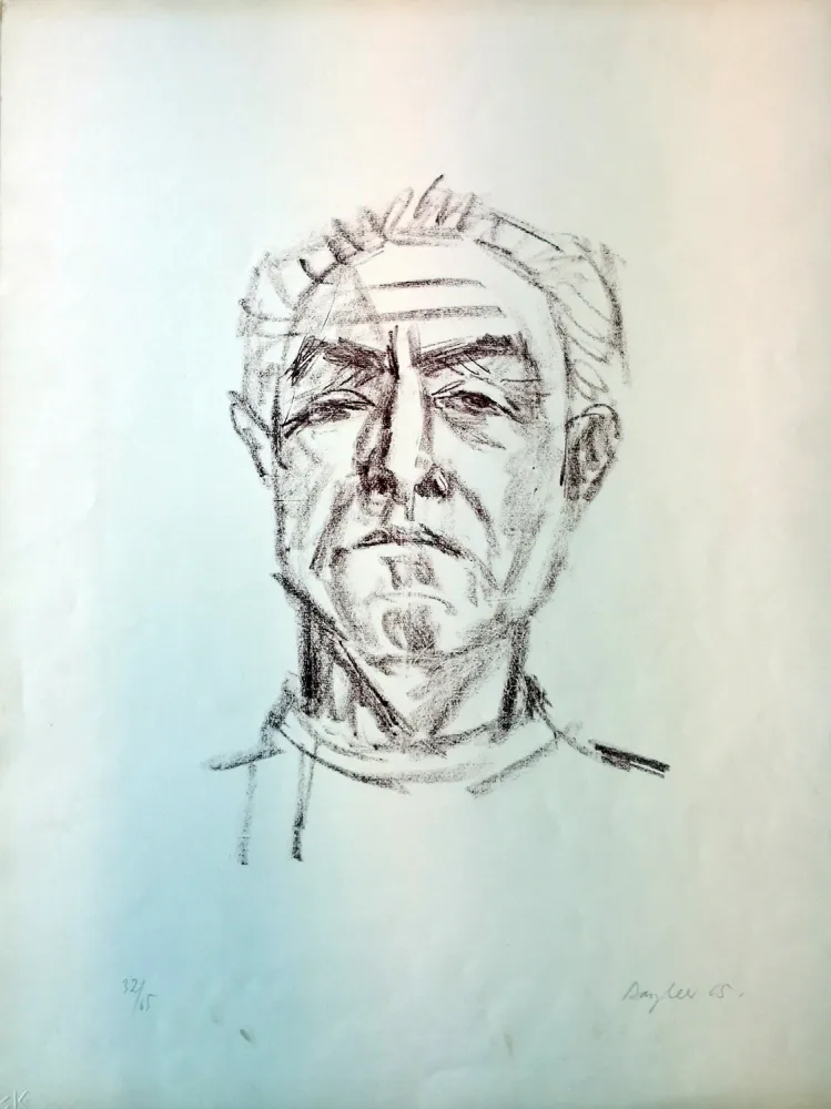 Lithographie Bargheer - Selbstbildnis