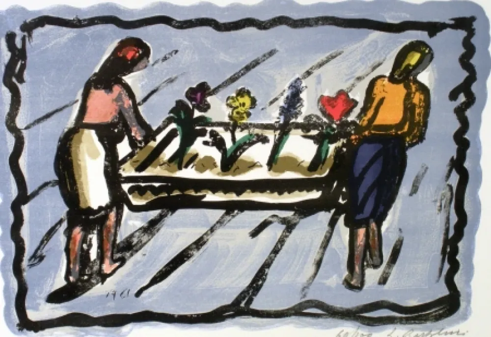 Lithographie Bartolini - Le fioraie