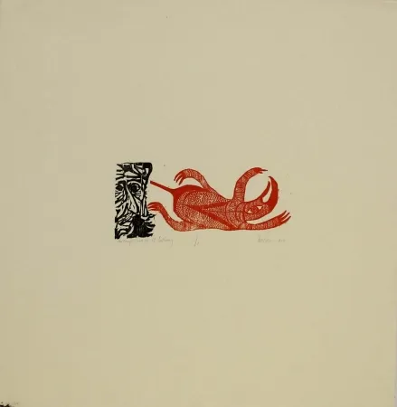 Gravure Sur Bois Baskin - The Temptation of St. Anthony / St. Anthony with the Red Monster