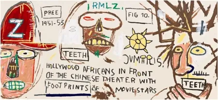 Sérigraphie Basquiat - Hollywood Africans in Front of the Chinese Theater with Footprints of Movie Stars