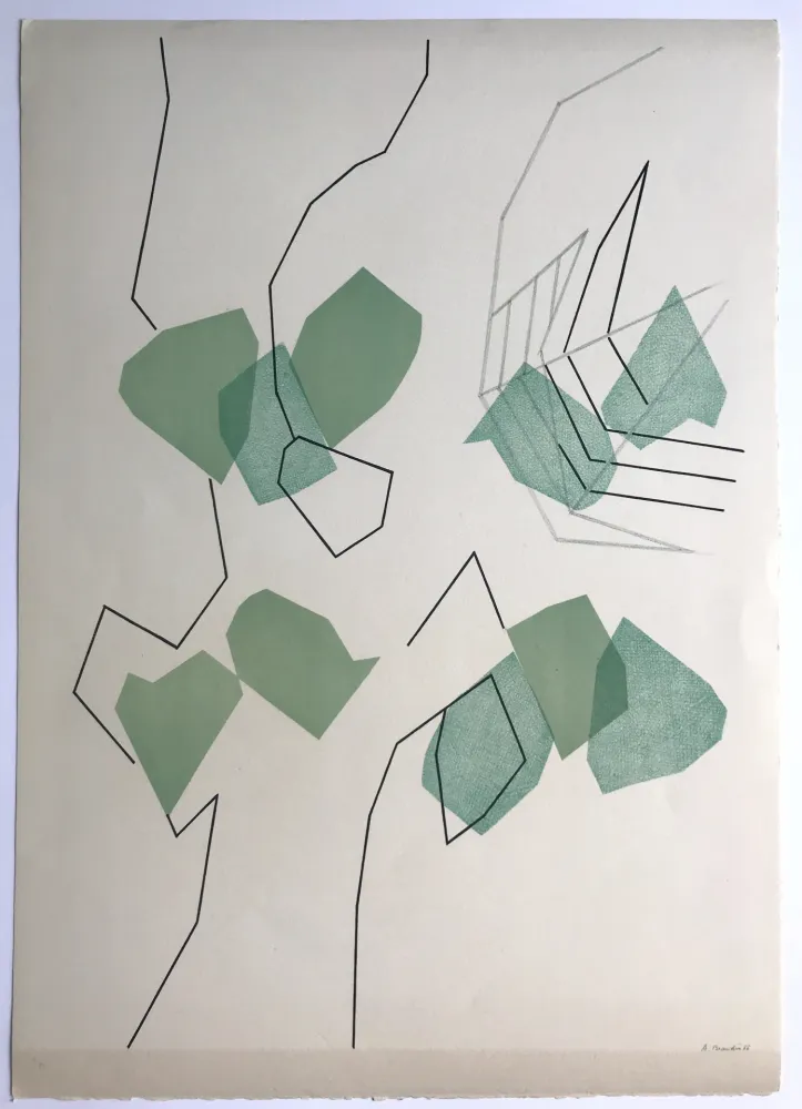 Lithographie Beaudin - Arbre et feuilles I ( (feuilles évadées)