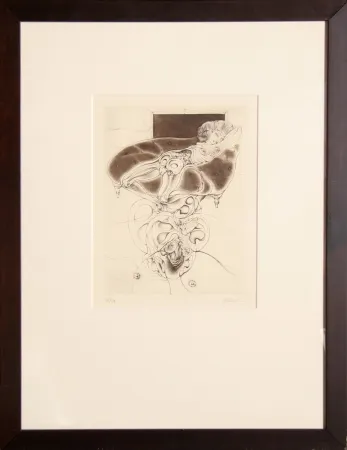 Gravure Bellmer - La petite fille sur canape noir