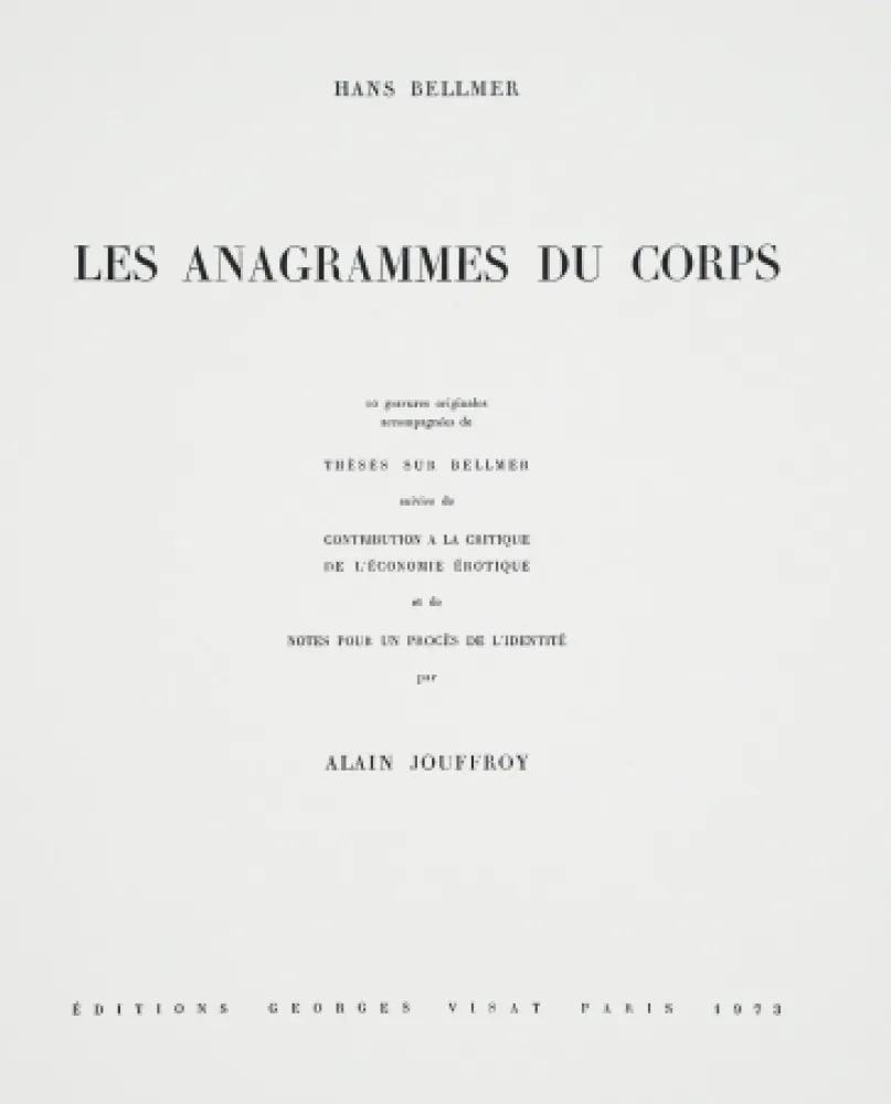 Livre Illustré Bellmer - Les Anagrammes du corps