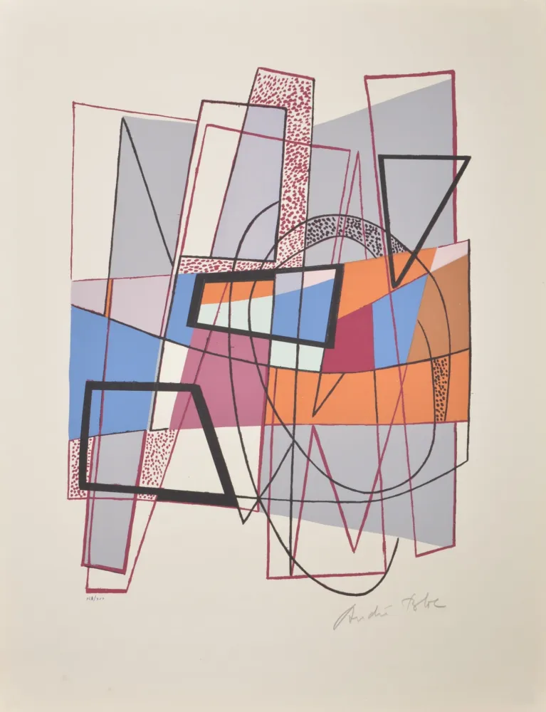 Sérigraphie Bloc - Composition, 1954 - Hand-signed