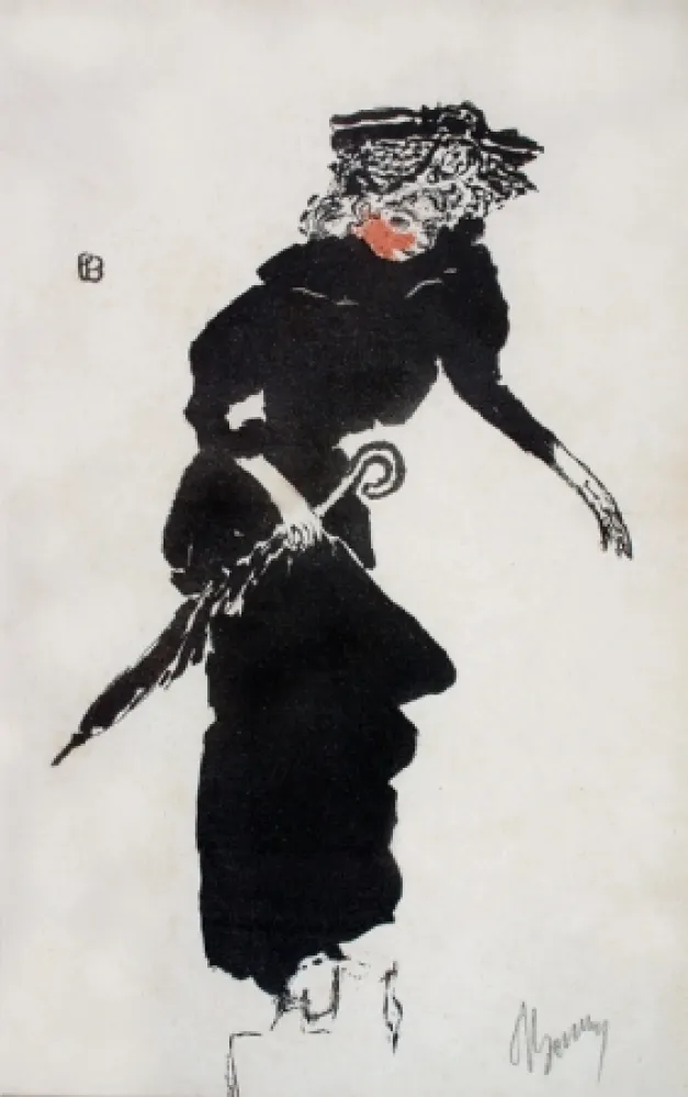 Lithographie Bonnard - Femme au Parapluie