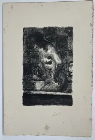 Lithographie Bonnard - Femme debout dans sa baignoire. 1925.