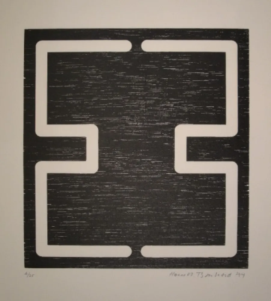 Gravure Sur Bois Bosshard - Liegendes H